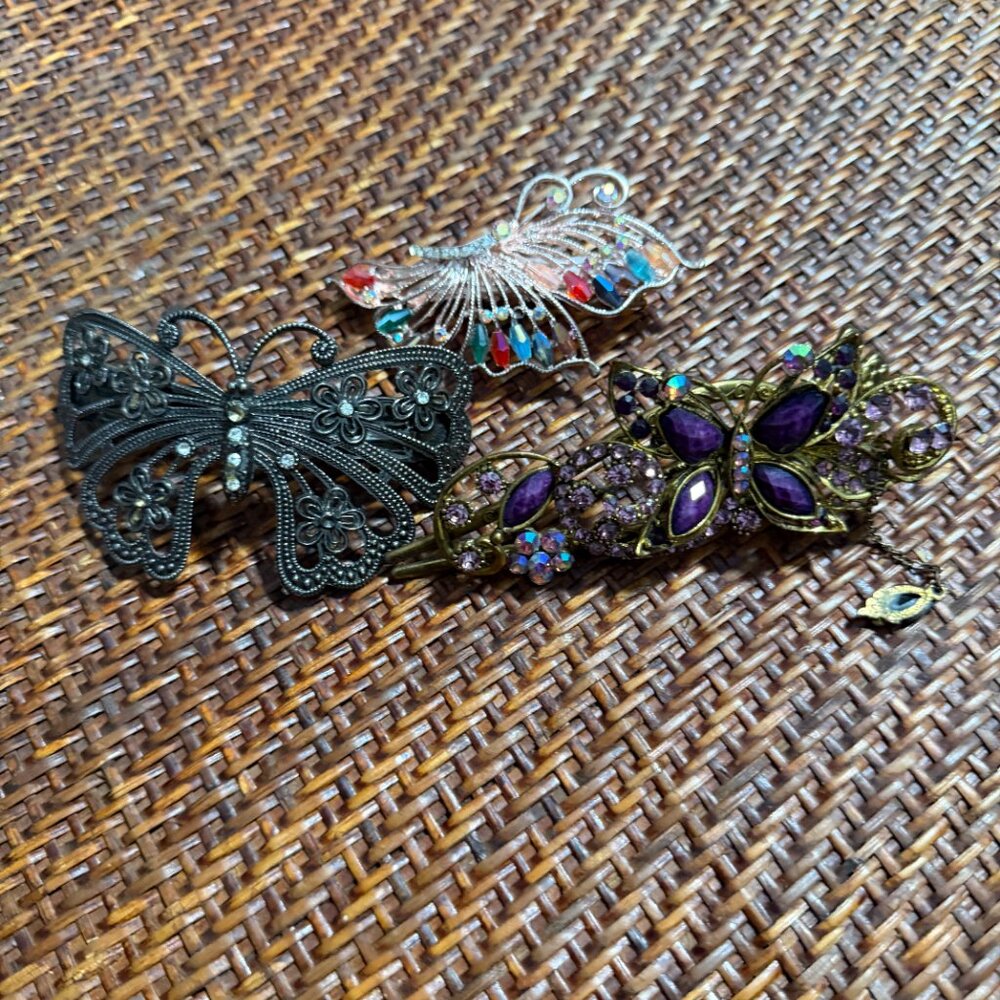 Elegant Butterfly Hair Clip Set - Black, Purple, Multicolor - Picture 2 of 8
